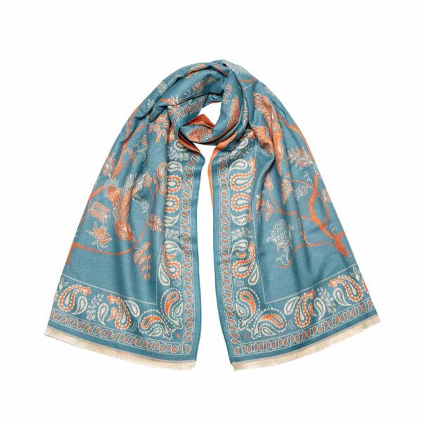 Women's Winter Printed Stole Light Blue