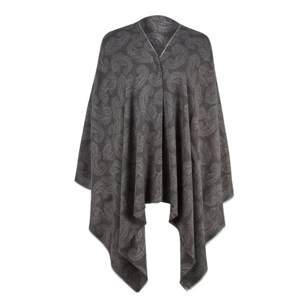 Women's Winter Stole With Paisley Motif Grey