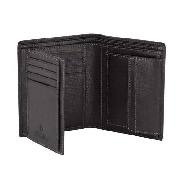 Leather Vertical Wallet Camel Active Salo Black