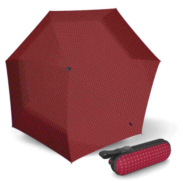 Ομπρέλα super mini χειροκίνητη σπαστή βυσσινί Knirps X1 2Cross Red Ecorepel