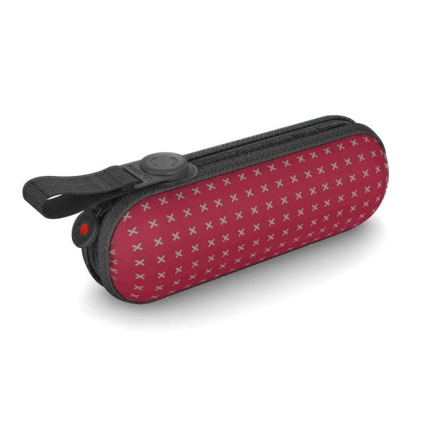 Ομπρέλα super mini χειροκίνητη σπαστή βυσσινί Knirps X1 2Cross Red Ecorepel