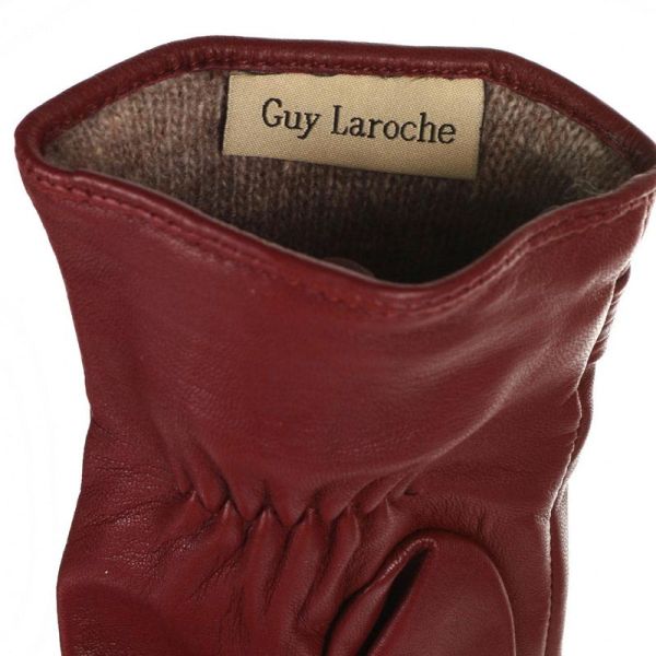 Γάντια δερμάτινα γυναικεία βυσσινί  Guy Laroche Leather Gloves 98876 Burgundy