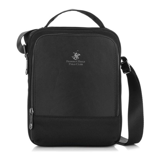 Τσάντα ώμου και χεριού μαύρη ανδρική Beverly Hills Polo Club Manhattan Shoulder Bag BH-8461 Black Τσάντα ώμου και χεριού μαύρη ανδρική Beverly Hills Polo Club Manhattan Shoulder Bag BH-8461 Black