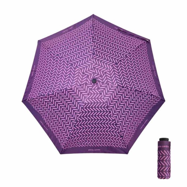 Ομπρέλα γυναικεία mini σπαστή χειροκίνητη μωβ Pierre Cardin Mini Folding Manual Umbrella Zic Zac Purple