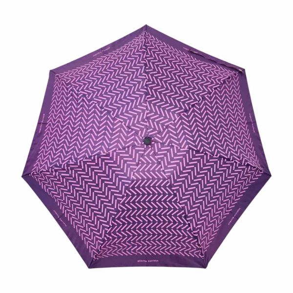 Ομπρέλα γυναικεία mini σπαστή χειροκίνητη μωβ Pierre Cardin Mini Folding Manual Umbrella Zic Zac Purple
