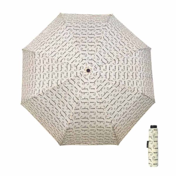 Manual Folding Umbrella Pierre Cardin Logo Ecru