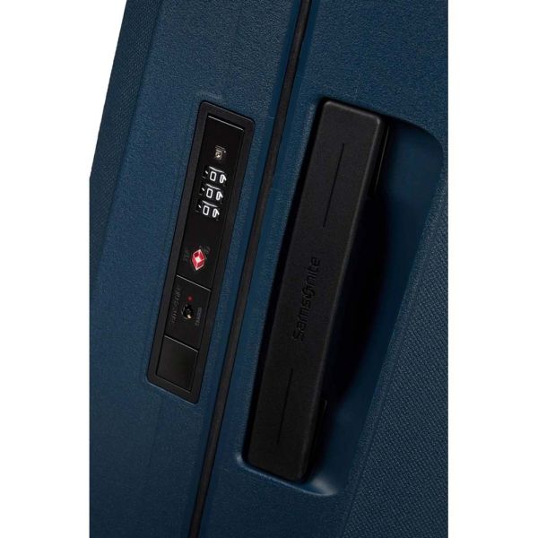 Βαλίτσα σκληρή μπλε με 4 ρόδες μεσαία Samsonite Essens Spinner 69 Midnight Blue