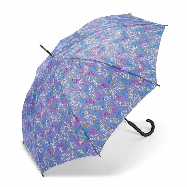 Ομπρέλα μεγάλη αυτόματη λιλά με πουά United Colors of Benetton Long Stick Umbrella Pop Dots Deep Periwinkle