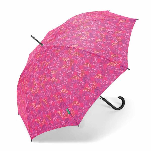 Ομπρέλα μεγάλη αυτόματη φούξια με πουά United Colors of Benetton Long Stick Umbrella Pop Dots Fuchsia
