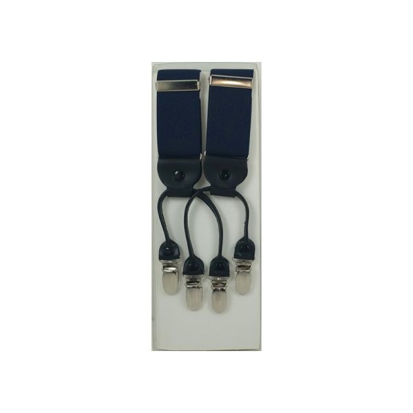 Adjustable Suspenders With Leather Clips End Victoria 36 mm Blue