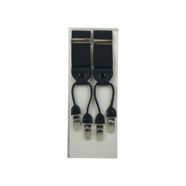 Adjustable Suspenders With Leather Clips End Victoria 36 mm Black