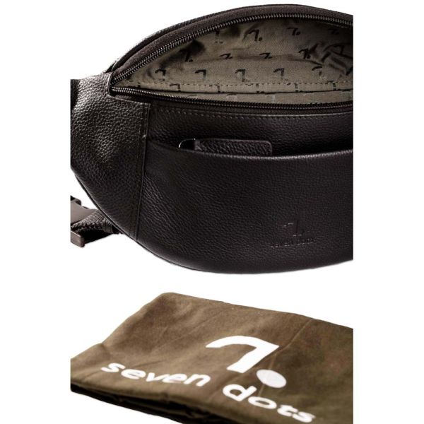 Τσαντάκι μέσης δερμάτινο μαύρο 7.Dots Earth Leather Waist Bag Black