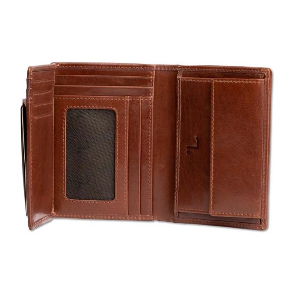 Men's Vertical Leather Wallet 7.Dots Mercury 70-003 Cognac