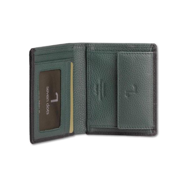 Men's Vertical Leather Wallet 7.Dots Neptune 71-011 Black / Green