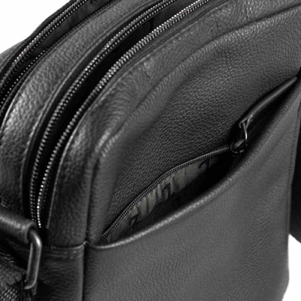 Men's Leather Shoulder Bag 7.Dots Earth 60-101BLK M Black