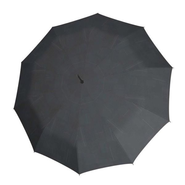 Ομπρέλα μεγάλη αυτόματη μαύρη καρώ με ξύλινη λαβή Knirps A.771 Stick Long AC Challenge Black
