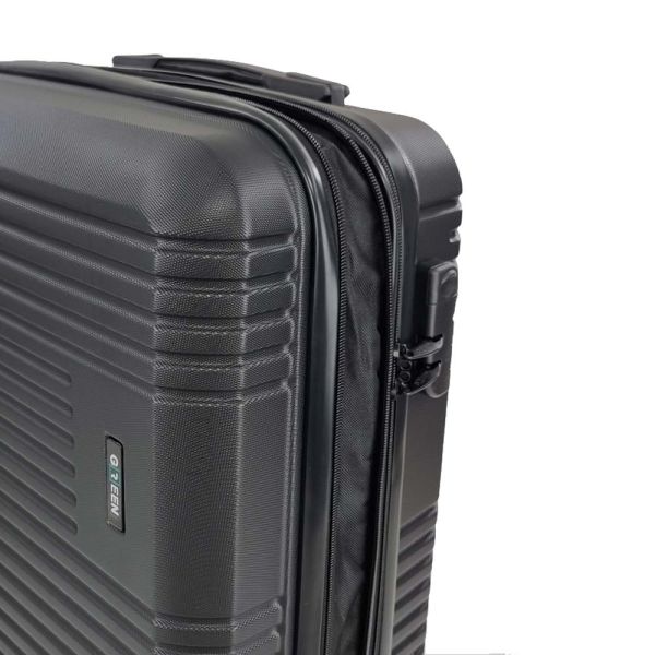 Cabin Hard Expandable Luggage 4 Wheels Green RB8813 55 cm Black