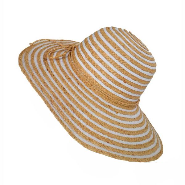 Καπέλο γυναικείο ψάθινο ριγέ Women's Straw Hat With Stripes