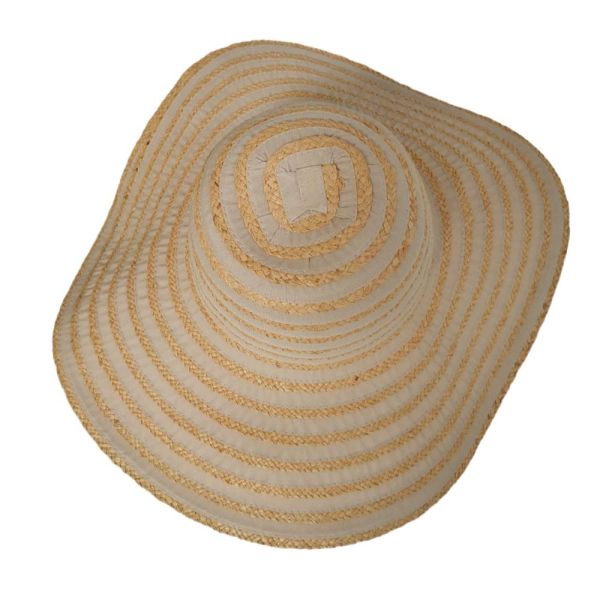 Καπέλο γυναικείο ψάθινο ριγέ Women's Straw Hat With Stripes Beige