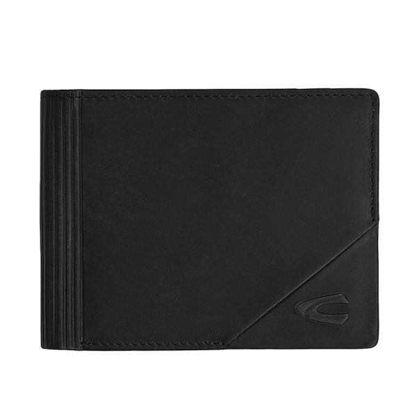 Leather Horizontal Wallet Camel Active Taiga Black