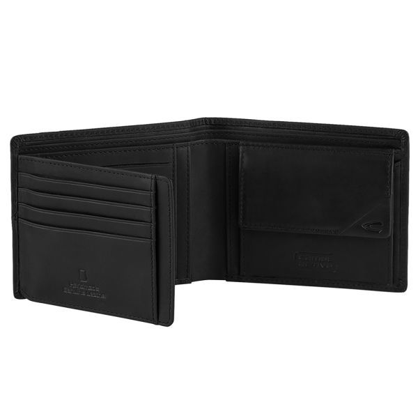 Leather Horizontal Wallet Camel Active Taiga Black