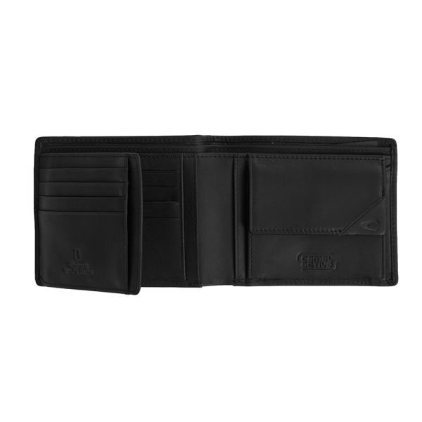 Leather Horizontal Wallet Camel Active Taiga Black