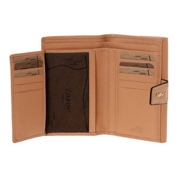 Women's Vertical Leatrher Wallet LaVor 6038 Salmon