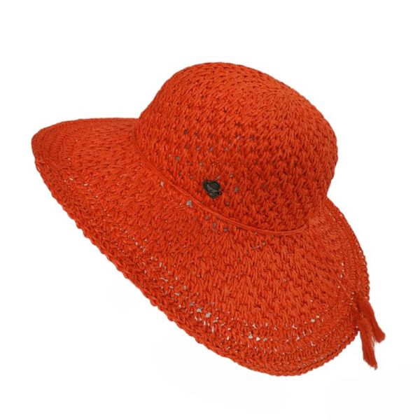 Καπέλο γυναικείο ψάθινο καλοκαιρινό πορτοκαλί