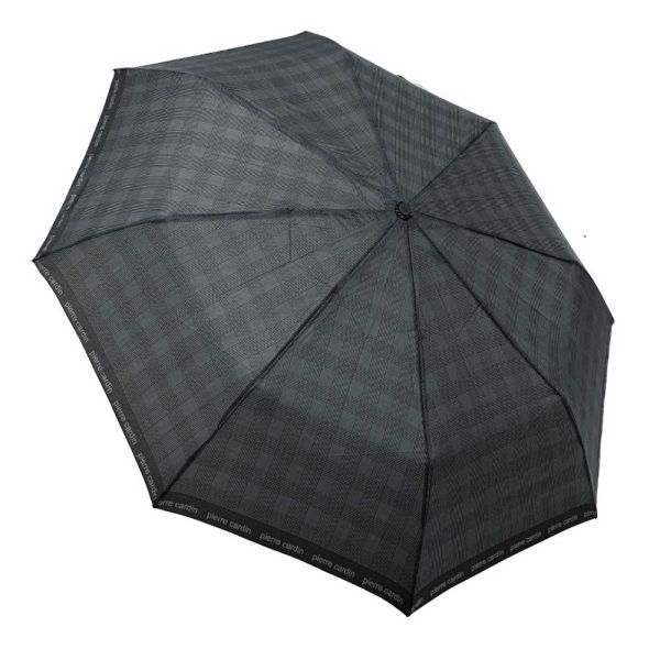 Ομπρέλα ανδρική σπαστή αυτόματο άνοιγμα - κλείσιμο γκρι καρώ  Pierre Cardin Automatic Open - Close Folding Umbrella Checked Grey