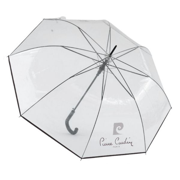 Long Automatic Windproof Transparent Umbrella Pierre Cardin Black