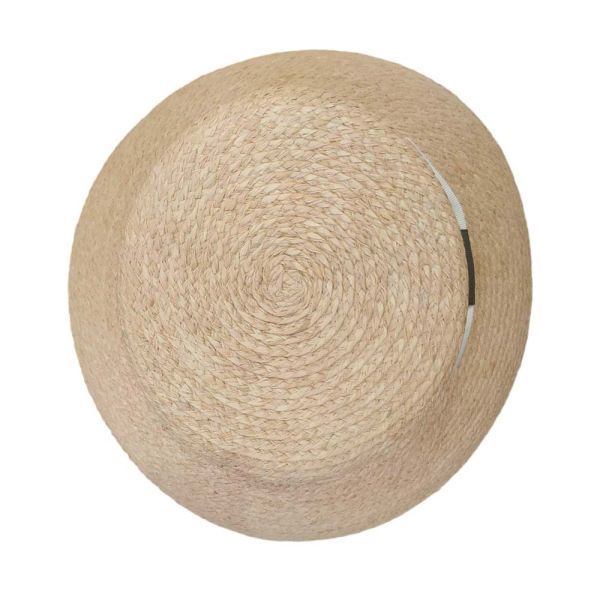 Women's Summer Natural Straw Hat With Stripped Colourful Band And Bow