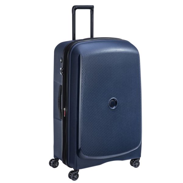 Extra Large Hard Luggage 4 Wheels Delsey Belmont Plus Expandable Dark Blue