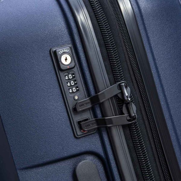 Extra Large Hard Luggage 4 Wheels Delsey Belmont Plus Expandable Dark Blue