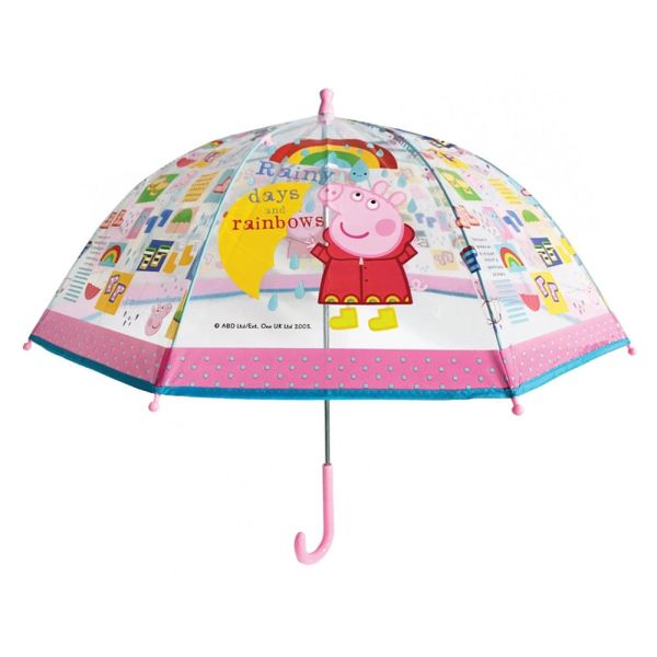 Kids Transparent Manual Umbrella Peppa Pig Rainy Days And Rainbows