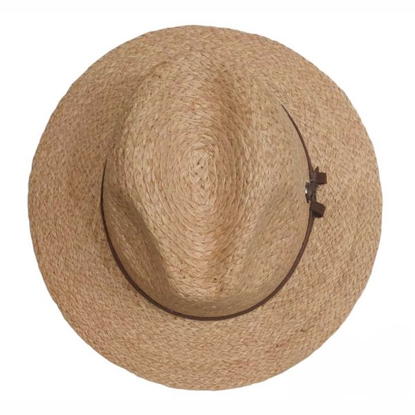 Summer Sraw Traveler Hat With Leather Brown Strap