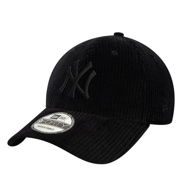 Καπέλο τζόκεϊ κοτλέ μαύρο New York Yankees New Era 9Forty Cord Cap Black / Black