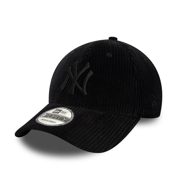 Καπέλο τζόκεϊ κοτλέ μαύρο New York Yankees New Era 9Forty Cord Cap Black / Black