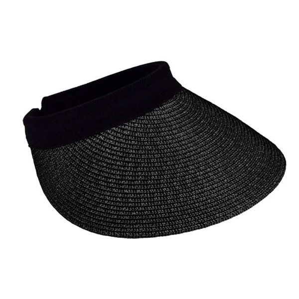 Women' Straw Visor Hat Black