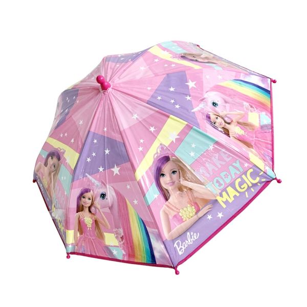 Ομπρέλα παιδική χειροκίνητη μπαστουνάκι Matel Barbie Make Today Magic Pink