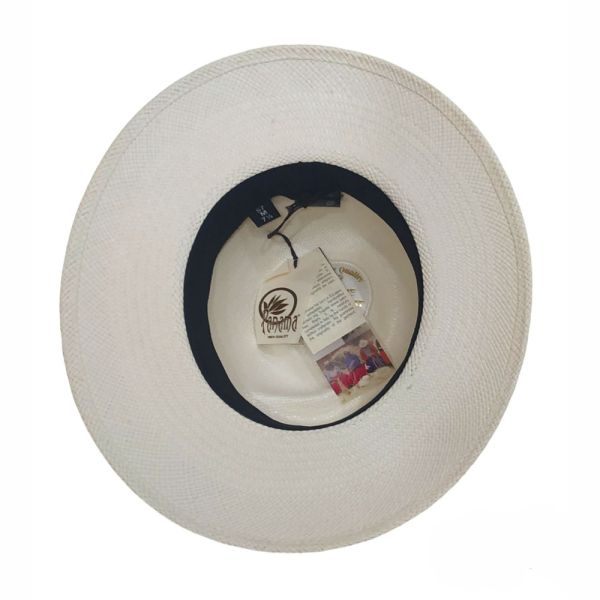 Women's Summer Panama Straw Fedora Hat With Wide Black Ribbon