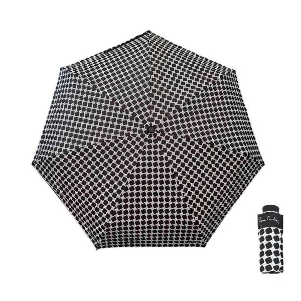 Mini Folding Manual Umbrella Pierre Cardin Check Black