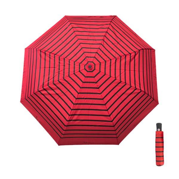 Automatic Open - Close Folding Umbrella Pierre Cardin Striped Red