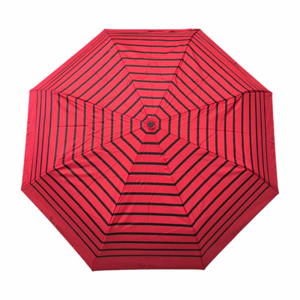 Automatic Open - Close Folding Umbrella Pierre Cardin Striped Red