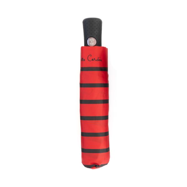 Automatic Open - Close Folding Umbrella Pierre Cardin Striped Red
