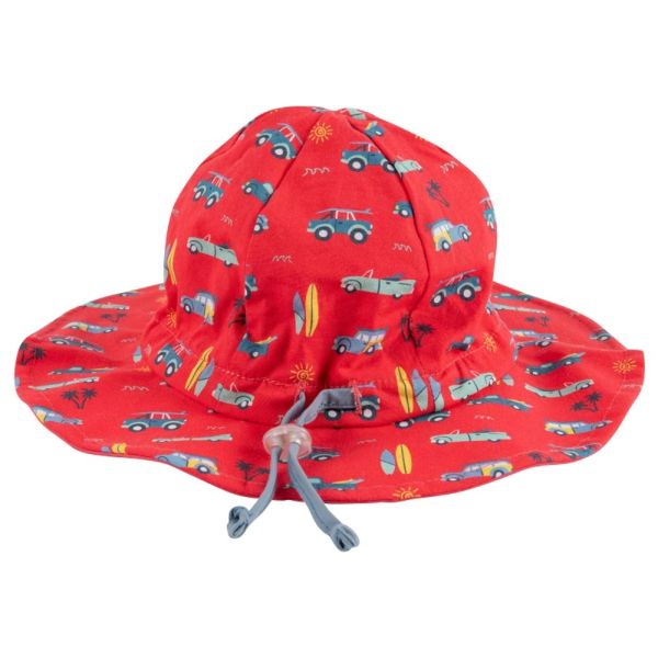 Summer Cotton Hat With UV Protection Surf's Up Stephen Joseph Red