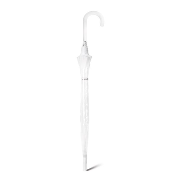 Long Manual Windproof Transparent Umbrella Happy Rain Domeshape White