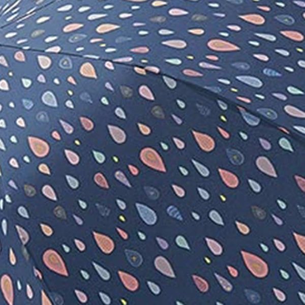 Women's Folding Windproof Umbrella Happy Rain Essentials Drops Blue