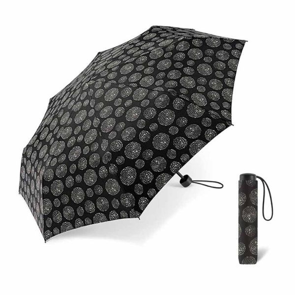 Ομπρέλα  σπαστή γυναικεία ασπρόμαυρη Happy Rain Essentials Black & White 3