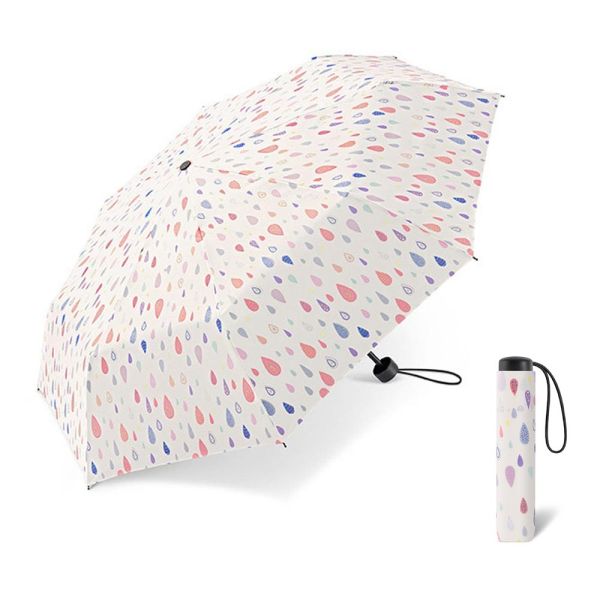 Ομπρέλα  σπαστή γυναικεία άσπρη Happy Rain Essentials Drops White