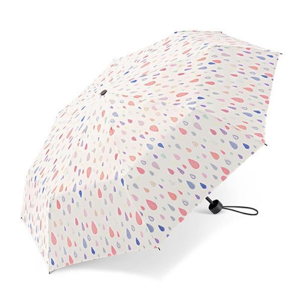 Ομπρέλα  σπαστή γυναικεία άσπρη Happy Rain Essentials Drops White